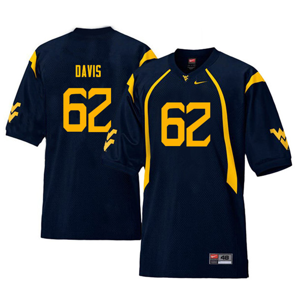 NCAA Men's Zach Davis West Virginia Mountaineers Navy #62 Nike Stitched Football College Throwback Authentic Jersey GA23R68JS